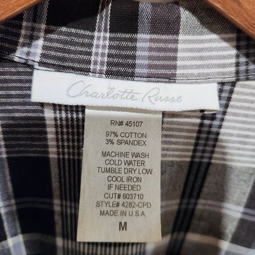 Vintage Charlotte Ruse Black White Plaid Peplum Blazer Size Medium Y2K Academia - Picture 4 of 9